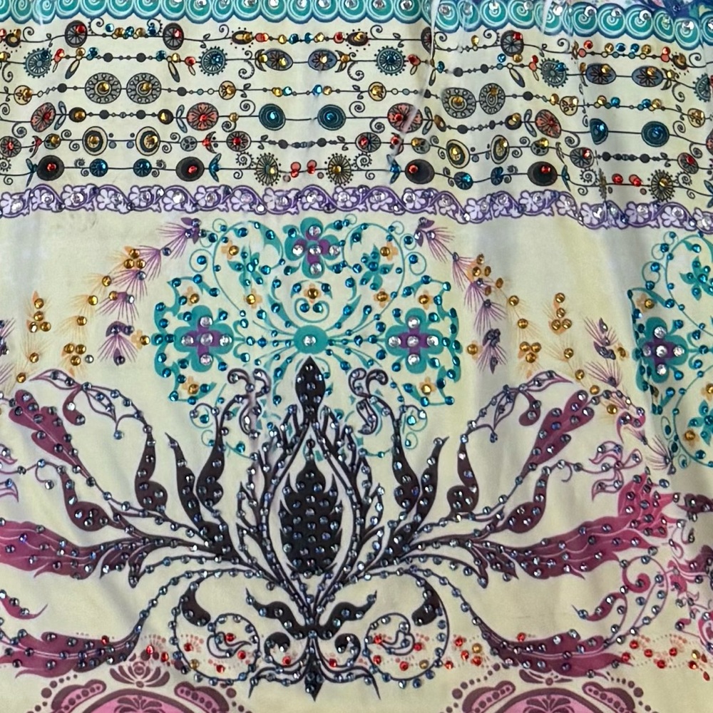 R Rouge Girls Rhinestones Boho Paisley Empire Waist Dress Juniors Size Small - Picture 5 of 7